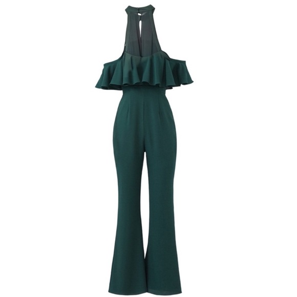 FAME AND PARTNERS • Elegant Green Halter Jumpsuit Pantsuit - Picture 6 of 8